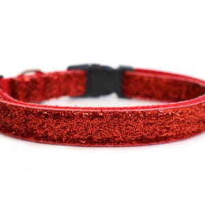 Red Glitter Dog Collar for Small Dogs, Sparkle Puppy Collar, Cute Girly Collar for Small Breed Dogs