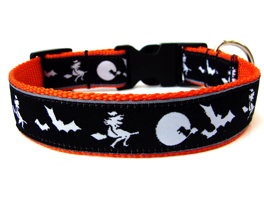Halloween Dog Collar 1 Witches and Bats Dog Collar Etsy