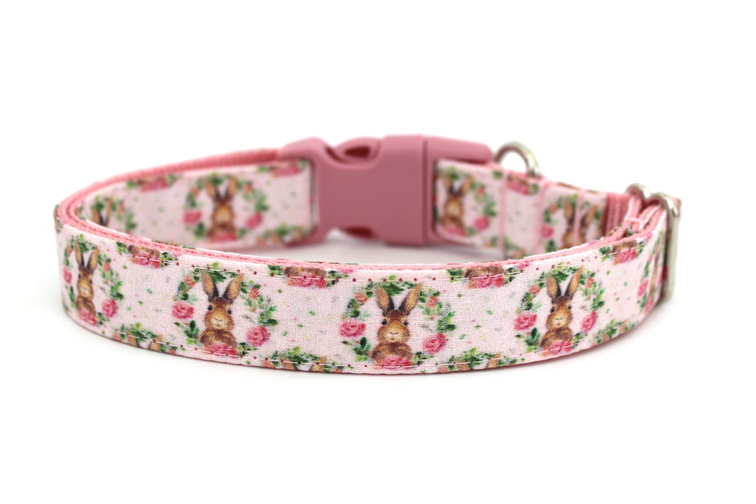 Oster-Hundehalsband Von Caninedesign – Hase Motiv, 2,5 Cm Breit, Verstellbar Nylon, Größe M (33–48,3 Cm)