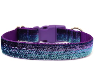 Purple Dog Collar 1&quot; Glitter Dog Collar