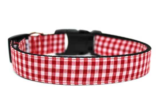 Red Gingham Dog Collar Picnic Dog Collar Summer Dog Collar