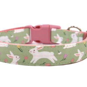 Easter Dog Collar 1&quot; Bunny Dog Collar Spring Dog Collar