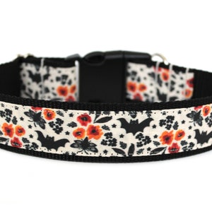 Halloween Dog Collar 1&quot; or 1.5&quot; Bats Dog Collar