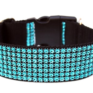 Turquoise Dog Collar 1.5 Rhinestone Dog Collar image 1