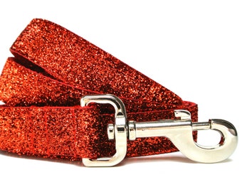 Red Glitter Leash 1" Red Dog Leash