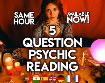 Lettura di 5 domande del medium sensitivo intuitivo - Lettura nella stessa ora - Tarocchi veloci - Intuizione astrologica - Risposte rapide - Lettura telepatica - Consigli psichici