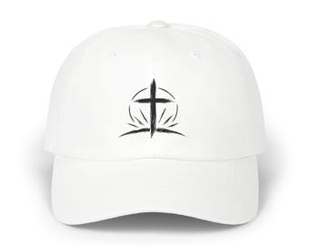 Romans 8:28 Embroidered Cotton Cap | Minimalist Cross Faith Hat