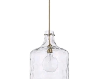 Homeplace Lighting Crawford 12x15 in Aged Brass Pendant Light Clear Water Glass