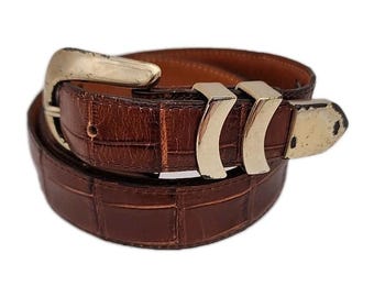 Pasek Brighton Onyx męski 40 brązowy skórzany ze srebrną klamrą Golf Western USA