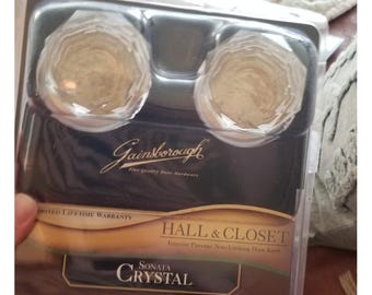 Gainsborough Sonata Crystal Satin Nickel Hall & Closet Crystal Door Knob Set New