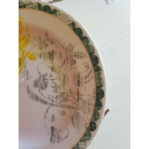 Anthropologie Quality Crockery Ceramic Salad Plate Gold Trim Green Plaid No:76 image 2