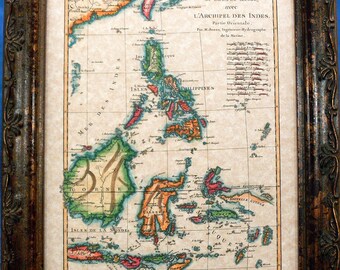 Phillipines-Borneo-Celebe Islands Map Print of a 1771 Map on Parchment Paper