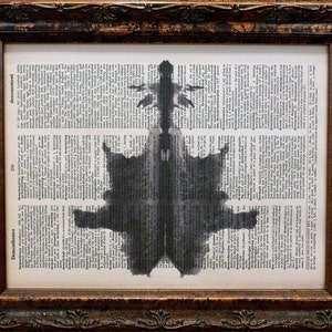 Rorschach Ink Blot 6 Art Print on Dictionary Book Page