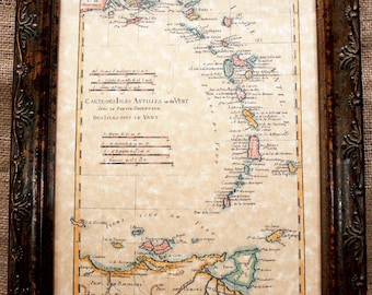 Islands of the Antilles Map Print of a 1780 Map on Parchment Paper