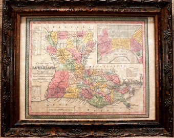 Louisiana State Map Print of an 1853 Map on Parchment Paper