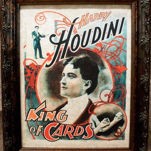 Houdini King of Cards Poster Art from 1895 Art Print on Parchment Paper