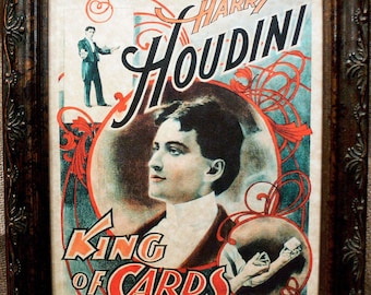 Houdini King of Cards Poster Art from 1895 Art Print on Parchment Paper