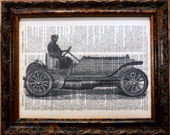 Mercedes Simplex Race Car Art Print on Dictionary Book Page