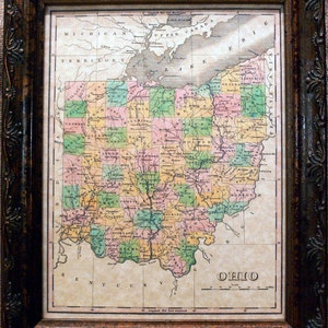 Ohio State Map Print of an 1827 Map on Parchment Paper