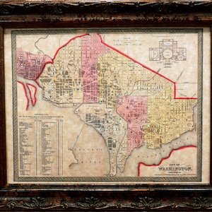 City of Washington DC Map Print of an 1850 Map on Parchment Paper