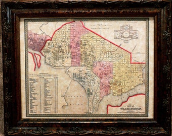 City of Washington DC Map Print of an 1850 Map on Parchment Paper