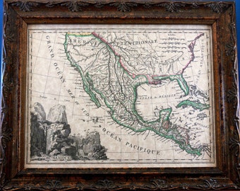 Mexico Map Print of an 1810 Map on Parchment Paper
