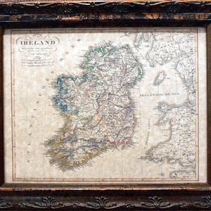 Ireland Map Print of an 1850 Map on Parchment Paper