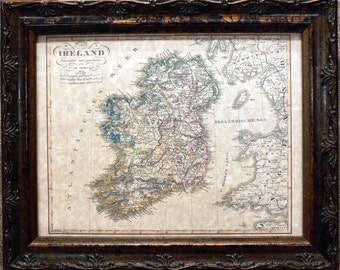 Irlanda mapa impresión de un mapa de 1850 en pergamino