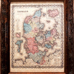 Denmark Map Print of an 1855 Map on Parchment Paper