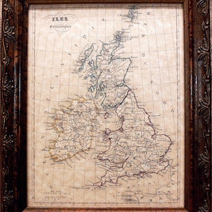 British Isles Map Print of an 1843 Map on Parchment Paper