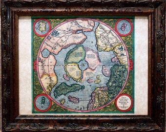 North Pole Map Print of a 1613 Map on Parchment Paper