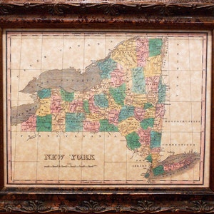 New York State Map Print of an 1827 Map on Parchment Paper