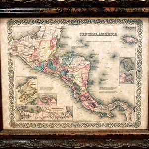 Central America Map Print of an 1855 Map on Parchment Paper