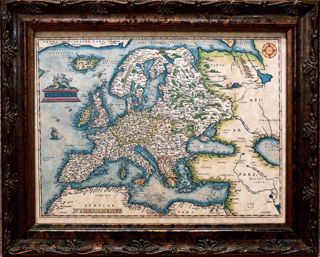 Europe Map Print of a 1572 Map on Parchment Paper - Etsy