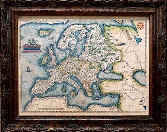 Europe Map Print of a 1572 Map on Parchment Paper