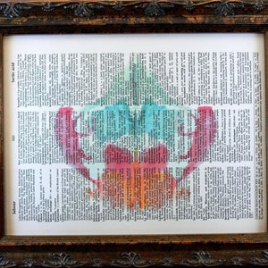 Rorschach Ink Blot 8 Art Print on Dictionary Book Page