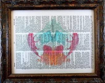 Rorschach Ink Blot 8 Art Print on Dictionary Book Page