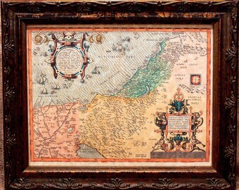 Palestine et la terre promise carte d'impression d'une carte de 1572 sur papier parchemin