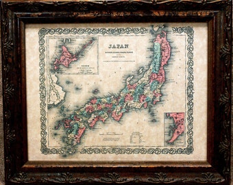 Japan Map Print of an 1855 Map on Parchment Paper