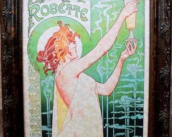 Absinthe Robette Ad from 1896 Art Print on Parchment Paper