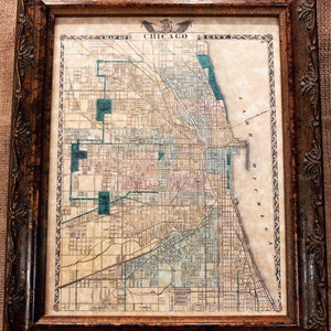 City of Chicago Map Print of an 1876 Map on Parchment Paper