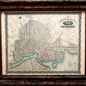 City of Brooklyn NY Map Print of an 1863 Map on Parchment Paper