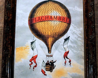 H. Lachambre French Balloon Advertisement from 1880 Art Print on Parchment Paper