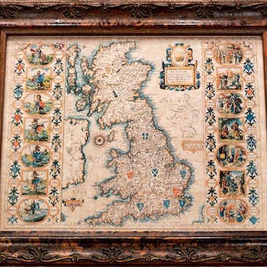 Anglo-Saxon Heptarchy Map of Britain Map Print of a 1610 Map on Parchment Paper