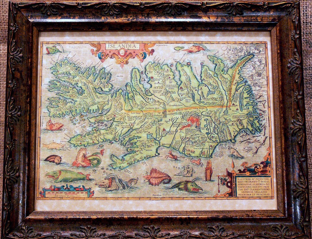 Iceland Map Print of a 1585 Map on Parchment Paper - Etsy