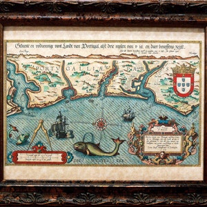 Portugal Map Print of a 1583 Map on Parchment Paper