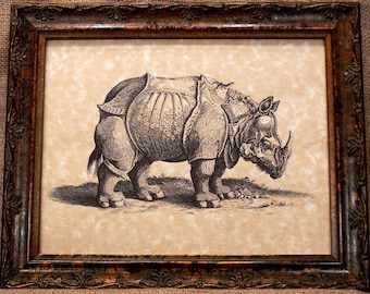 Rhino Art Print on Parchment Paper