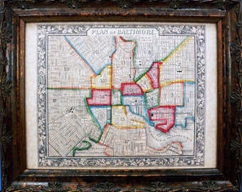 City of Baltimore Map Print of an 1860 Map on Parchment Paper