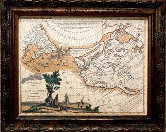 East Asia-West North America Map Print of a 1776 Map on Parchment Paper