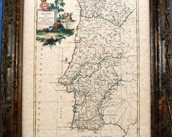 Portugal Map Print of a 1775 Map on Parchment Paper